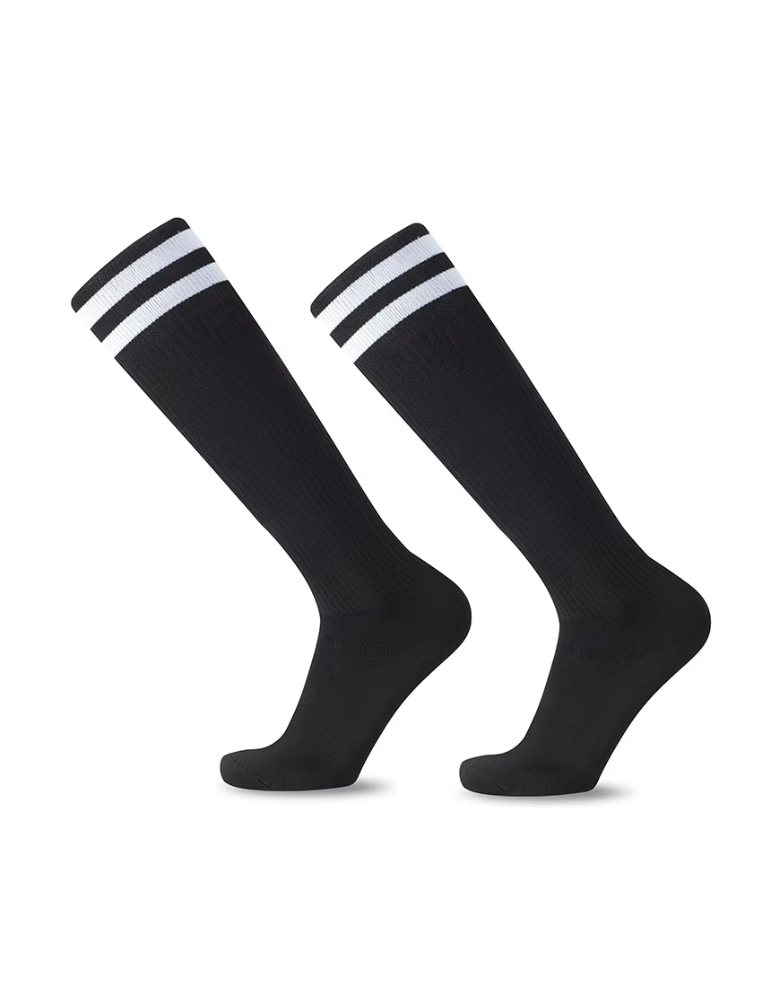 Chaussettes de Football à rayures blanches et noires pour hommes