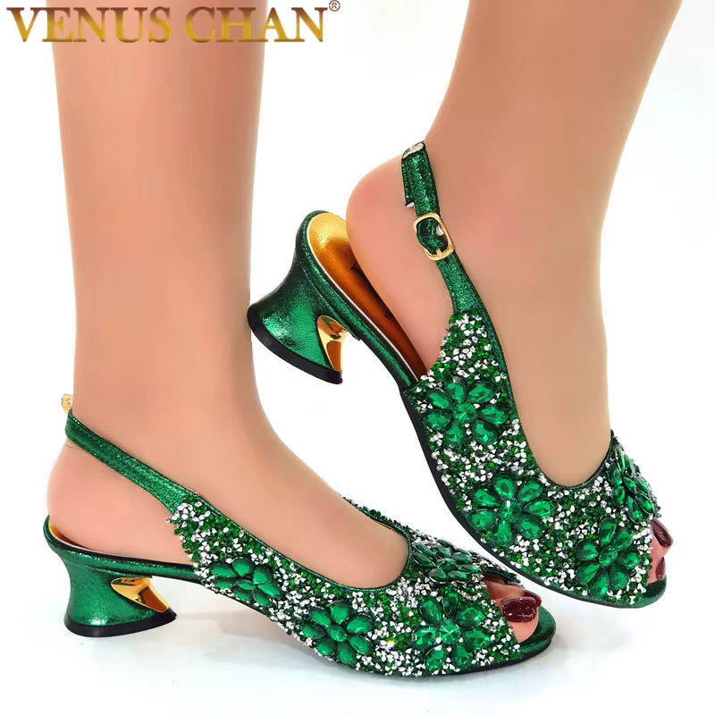 Chaussures de fête de couleur verte