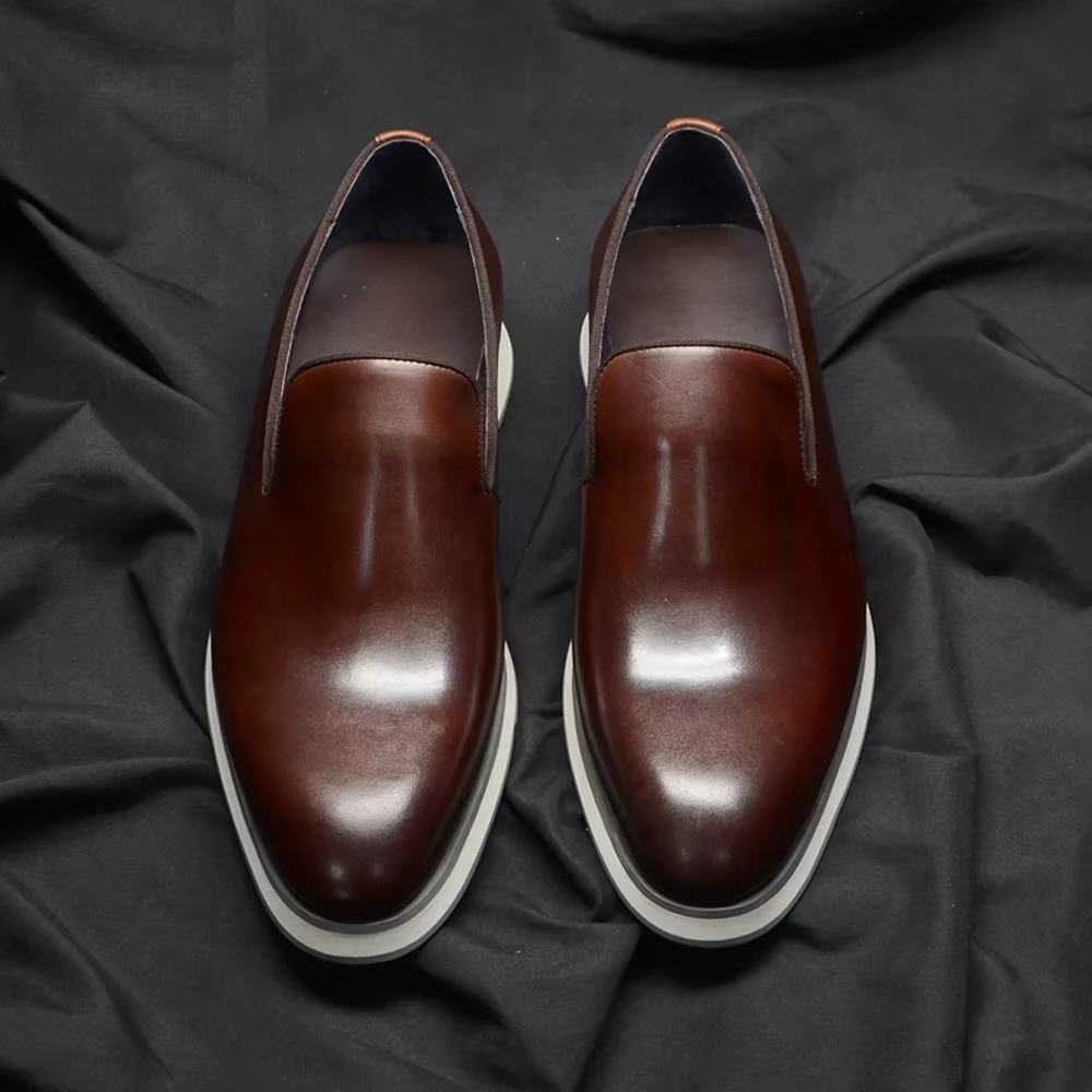 Chaussures mocassins classiques en cuir véritable pour hommes