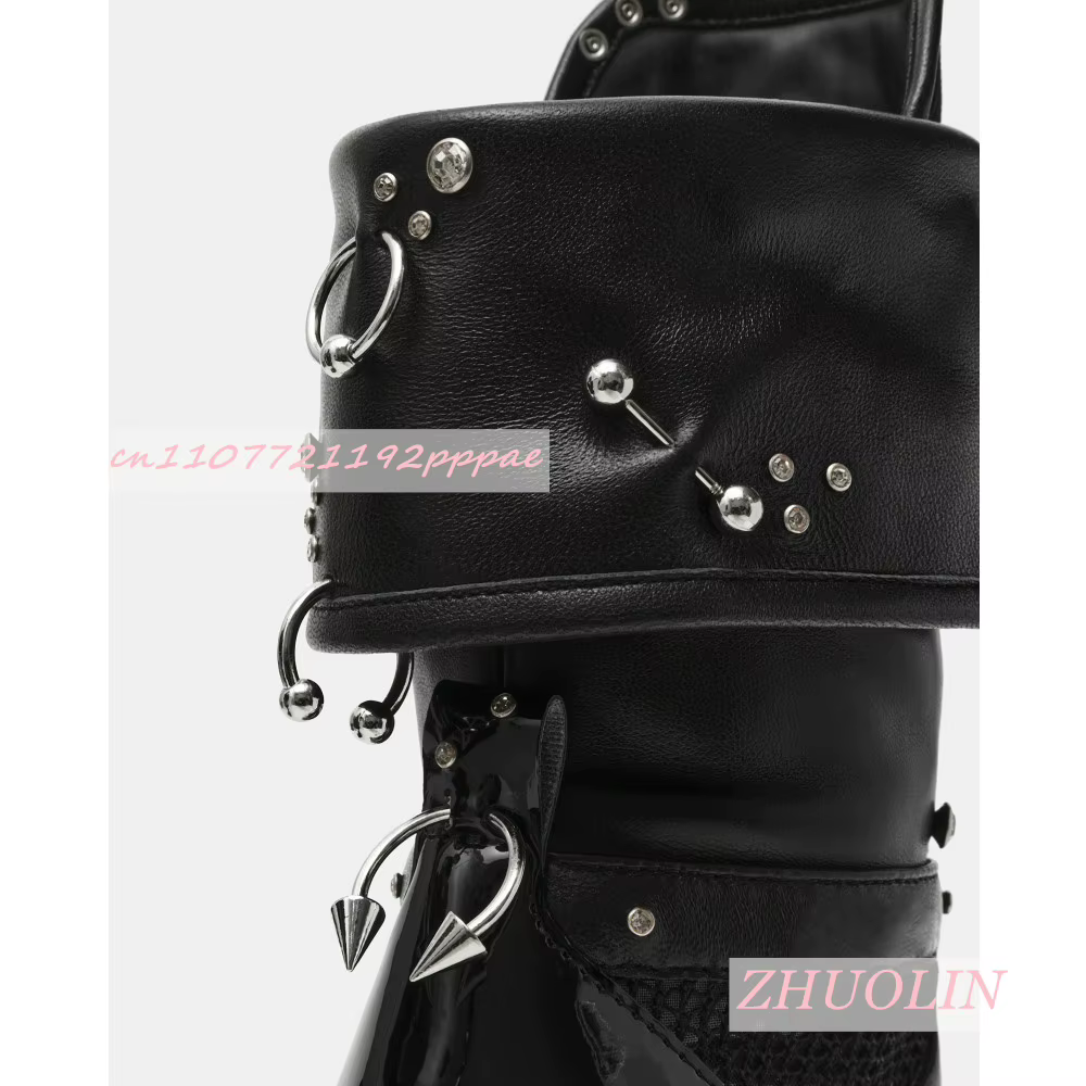 Nouvelles sandales bottes d'été 2026 noires à clous pour femme