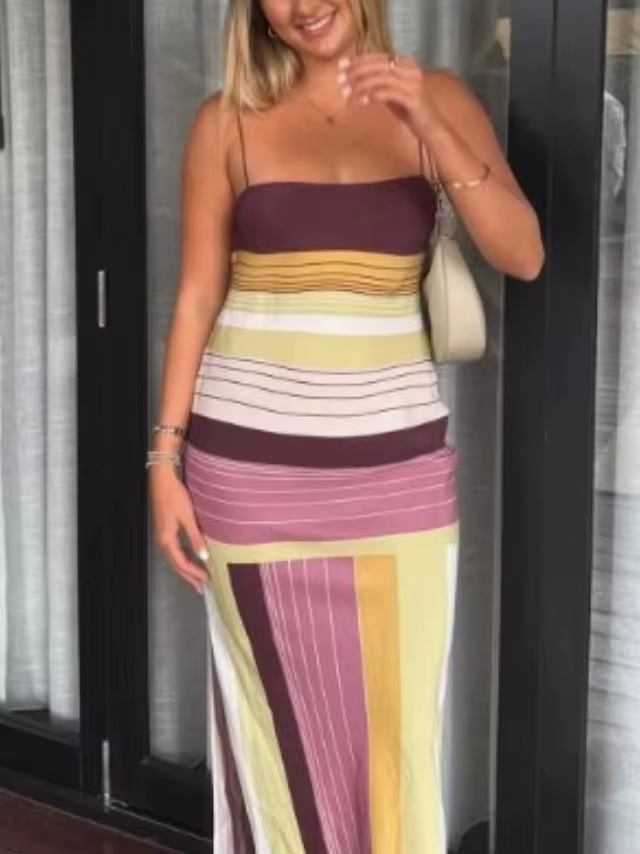 Robe bohème à blocs de couleurs, robes chics pour femmes, été, plage, classique, tendance, vintage, décontractée, romantique