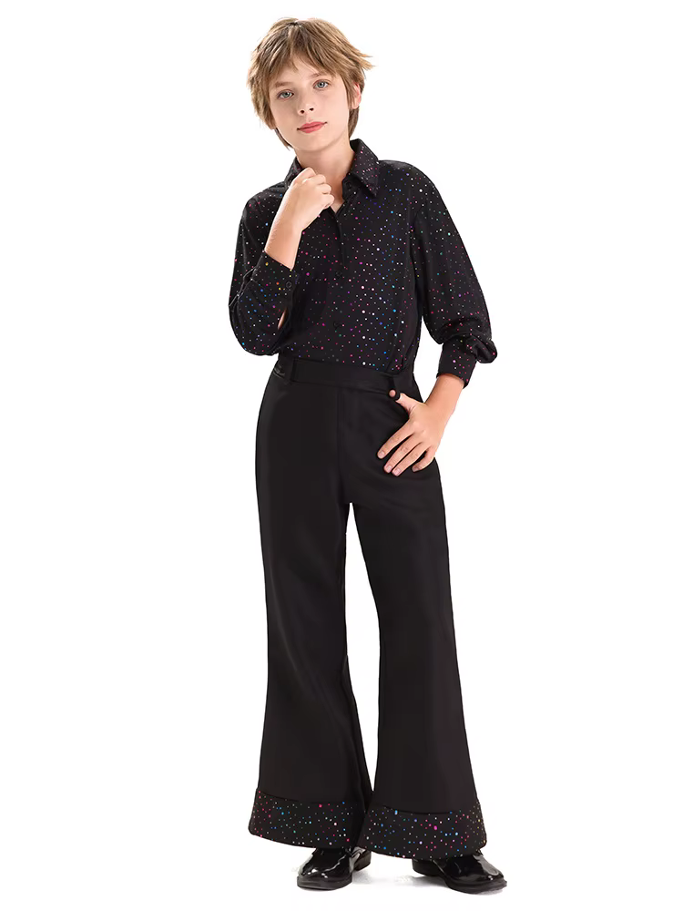 Tenue Hippie des années 70, style tribal bohème, tenue rétro disco, pantalon évasé imprimé coloré, ensemble de vêtements pour fête, festival, danse, cosplay