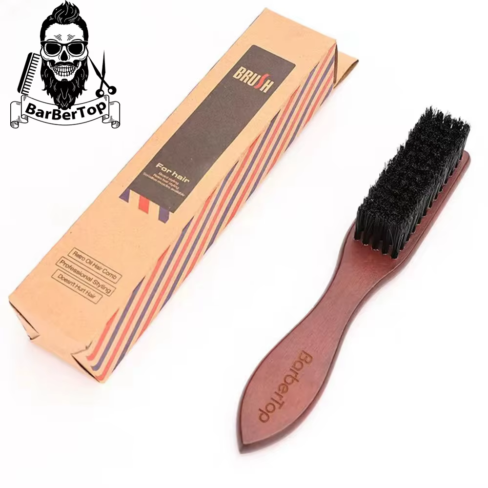 BarberTop manche en bois brosse de nettoyage en poils de sanglier coiffure brosse de nettoyage de barbe douce hommes barbier outil de rasage de barbe
