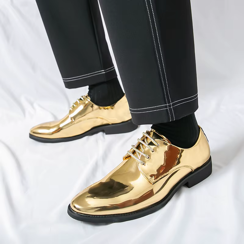 YEHENG Chaussures habillées métalliques brillantes pour hommes