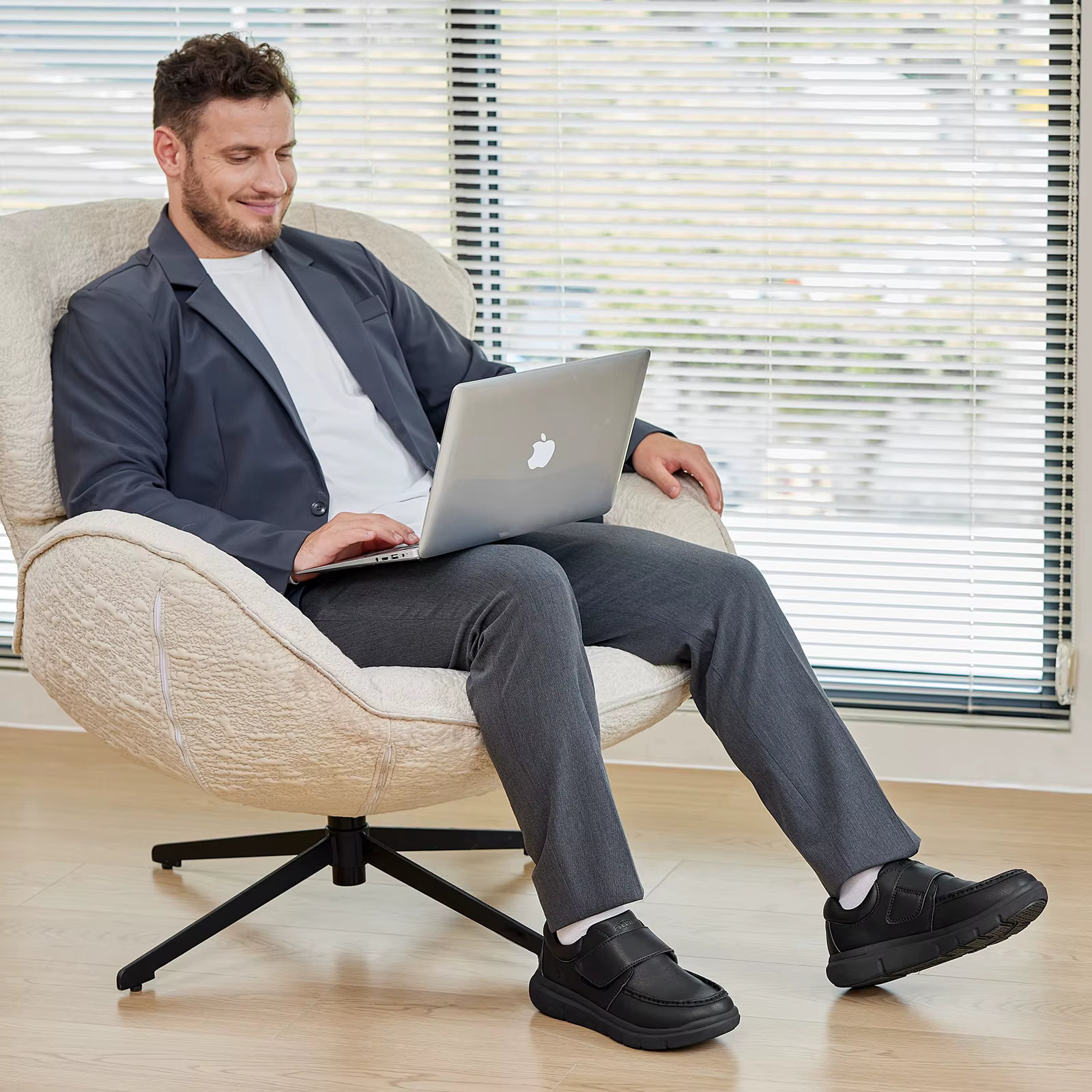 FitVille-Chaussures en cuir à coupe large pour hommes