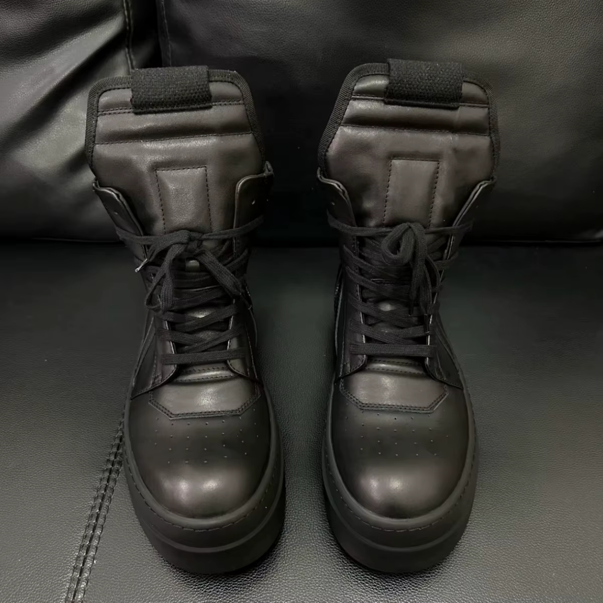 Ro classique concepteur hommes chaussure femmes Sneaker entièrement en cuir noir bottine haut chaussures décontractées fermeture éclair 6 cm semelle épaisse bottes