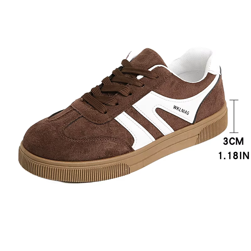 Baskets compensées marron en faux daim pour femme