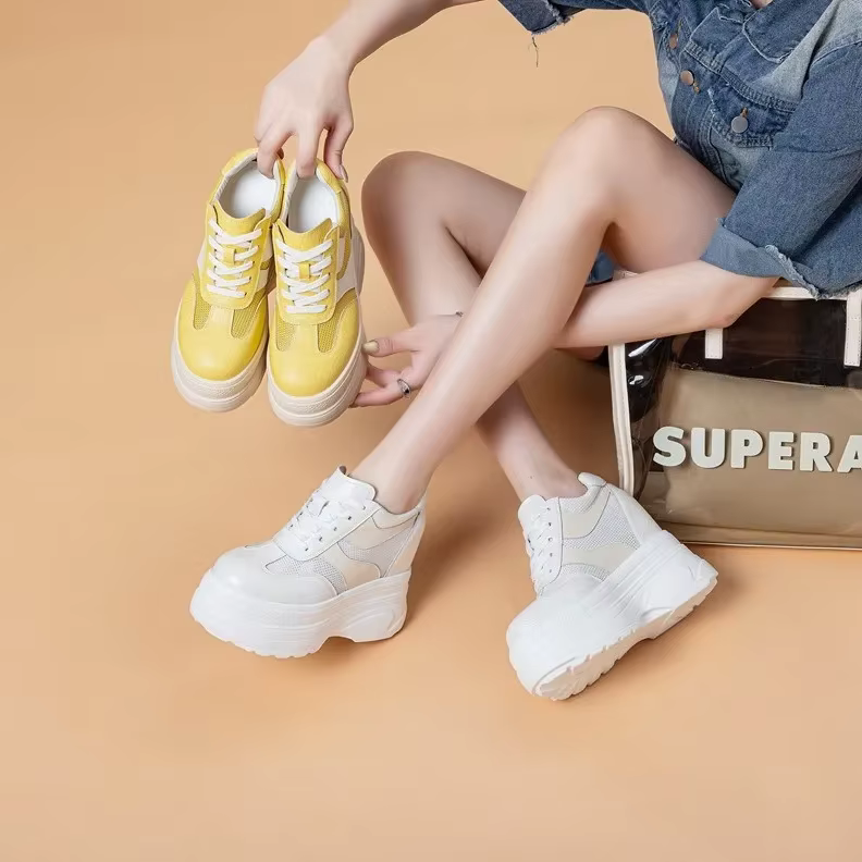 Baskets montantes en cuir blanc pour femme