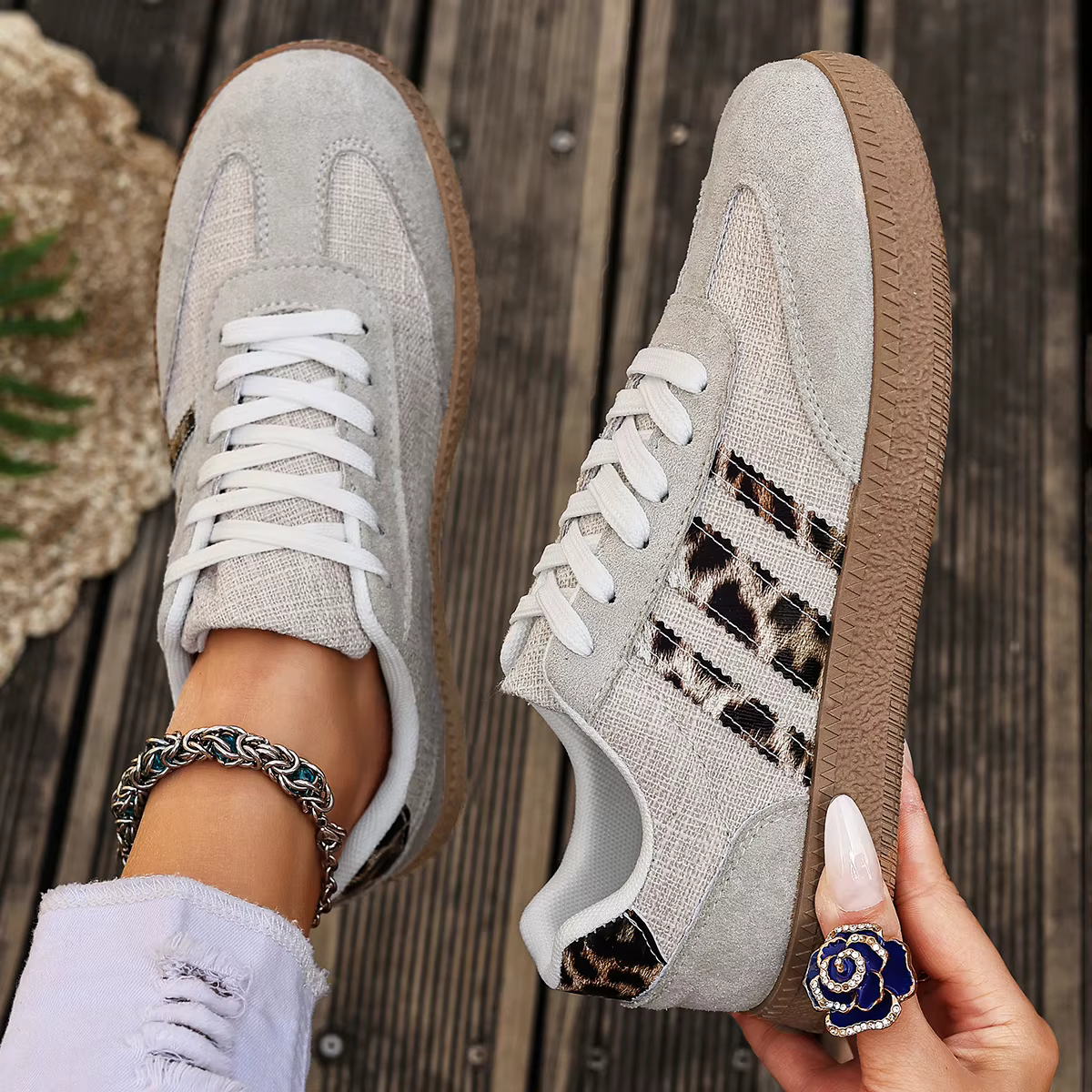 Nouvelles chaussures de sport décontractées imprimées léopard pour l'automne et l'hiver