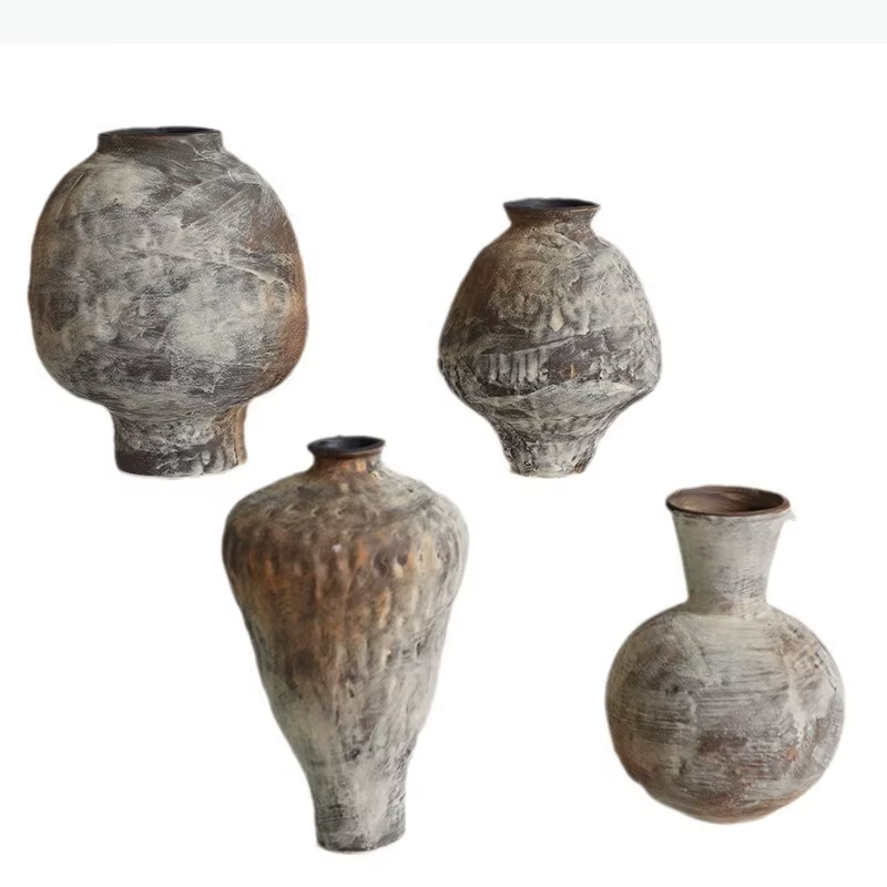 Vase en céramique rétro style Wabi Sabi, pot de plante créatif, décoration de table, arrangement floral, vases à fleurs, décoration esthétique de la pièce