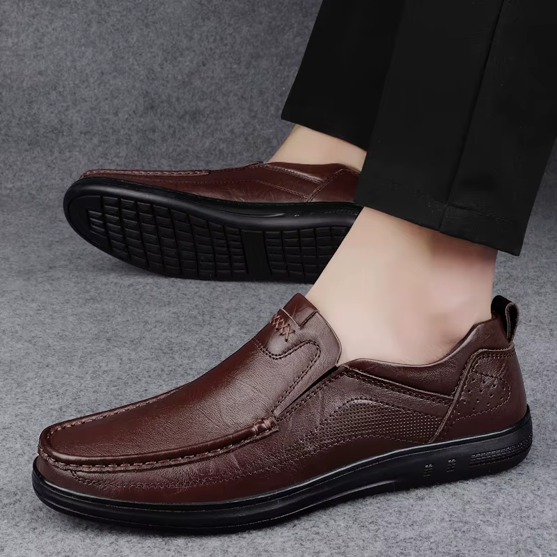 Mocassins italiens en cuir véritable pour hommes