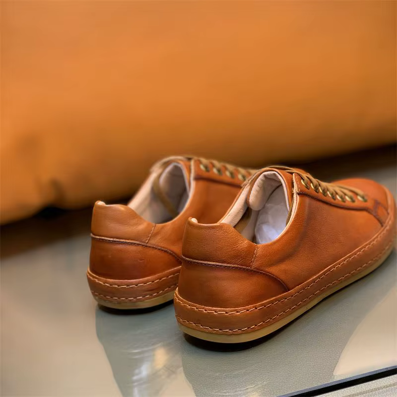 Collection classique européenne 2025 Premium Vintage baskets en cuir véritable chaussures pour hommes décontractées d'affaires