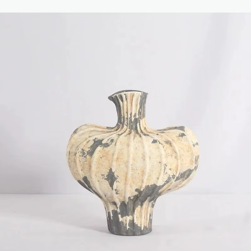 Vase en céramique style grès pour fleurs artificielles, arrangement floral décoratif, décoration de bureau, vases floraux créatifs irréguliers