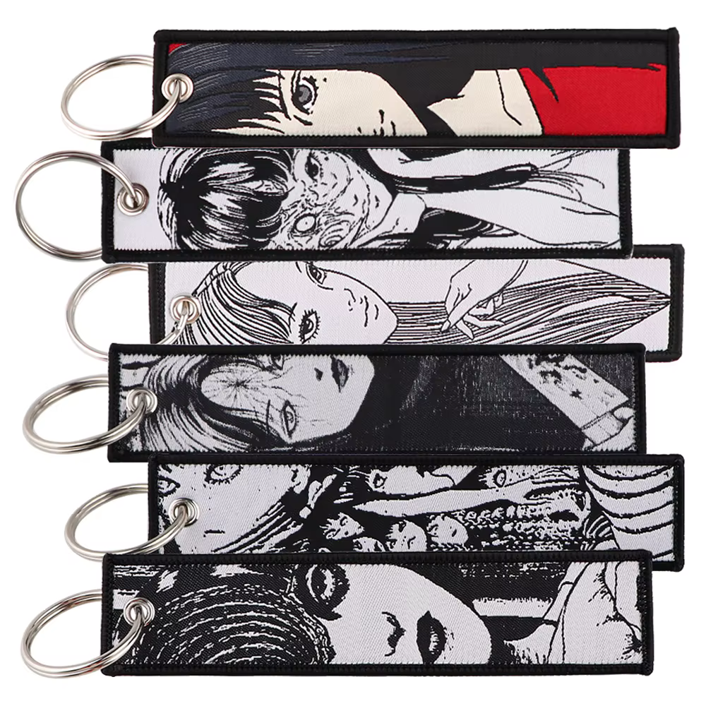Porte-clés Anime Horror japonais pour hommes et femmes, porte-clés de voiture Hurcycles, porte-clés brodé, accessoires d'étiquette