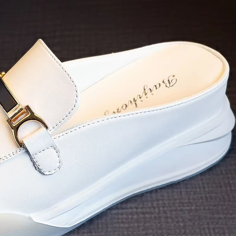 Mules en cuir à plateforme pour femmes