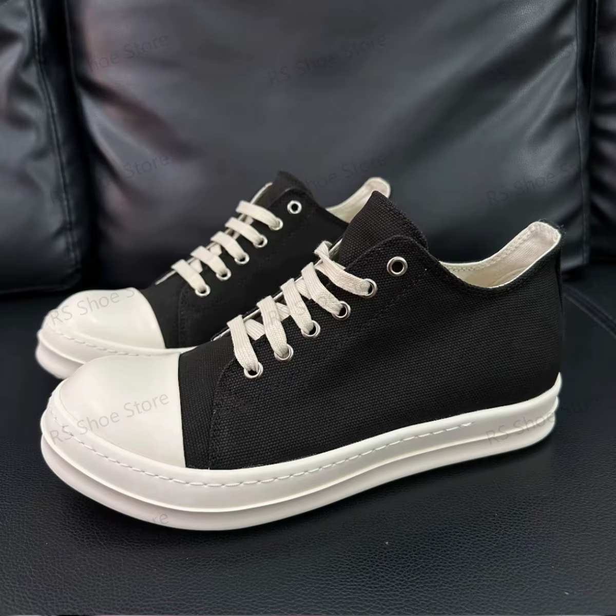 Ro classique hommes chaussure femmes baskets toile noire bas chaussures décontractées semelle épaisse à lacets luxe plat Sneaker