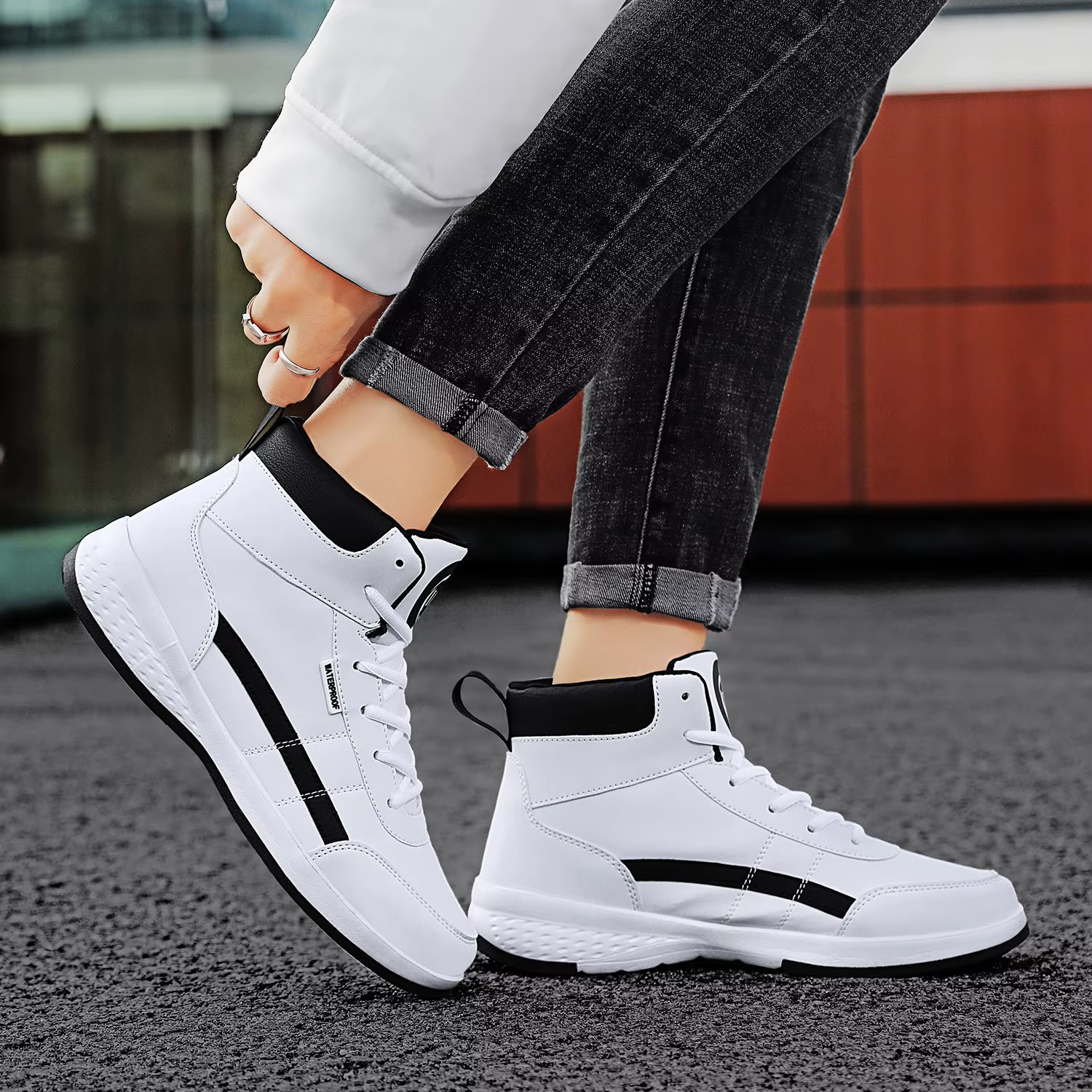 Baskets en cuir PU pour hommes