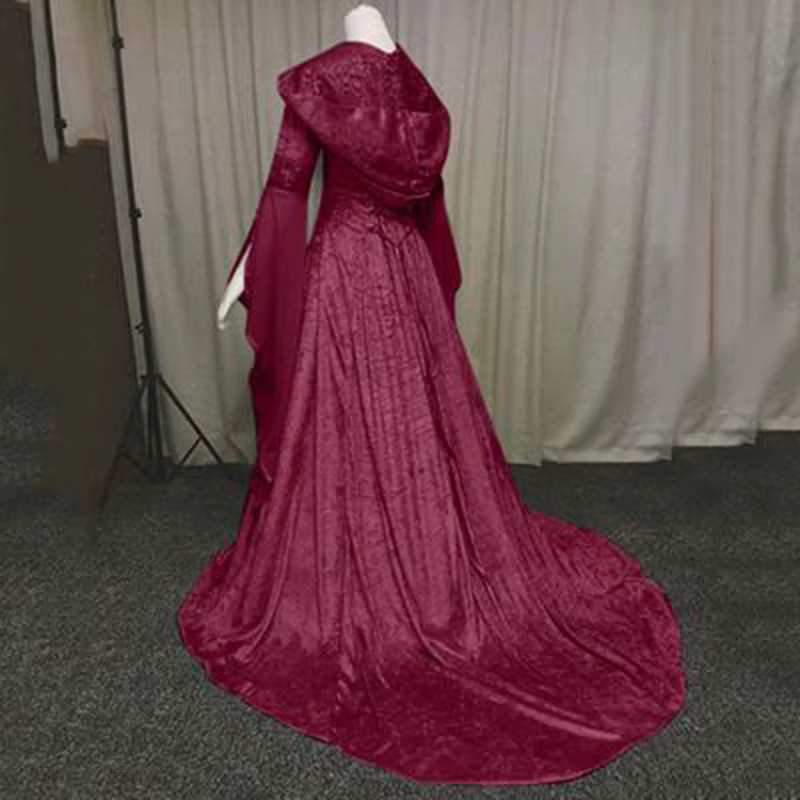 Robe de mariée de style rétro médiéval pour femmes, 8 couleurs, à capuche, taille, cosplay