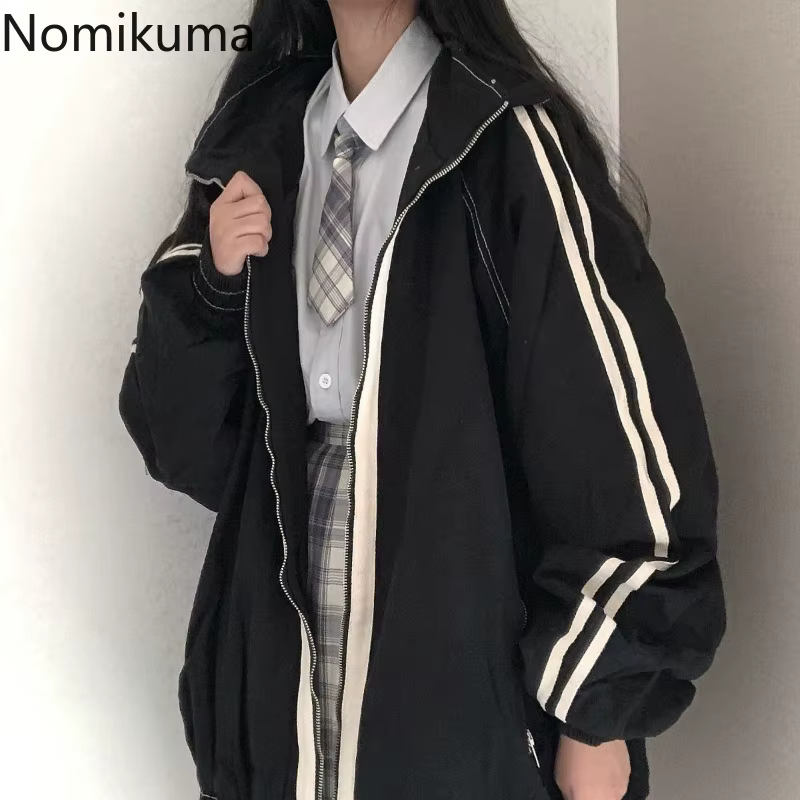 Vestes surdimensionnées pour femmes, Ropa Mujer Preppy, mode décontractée, hauts Y2k, manteaux coréens Vintage, Style col montant, fermeture éclair, vêtements d'extérieur, 2025