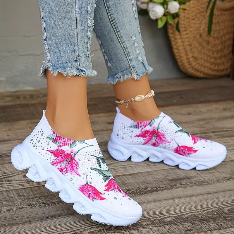 Baskets à imprimé floral pour femmes