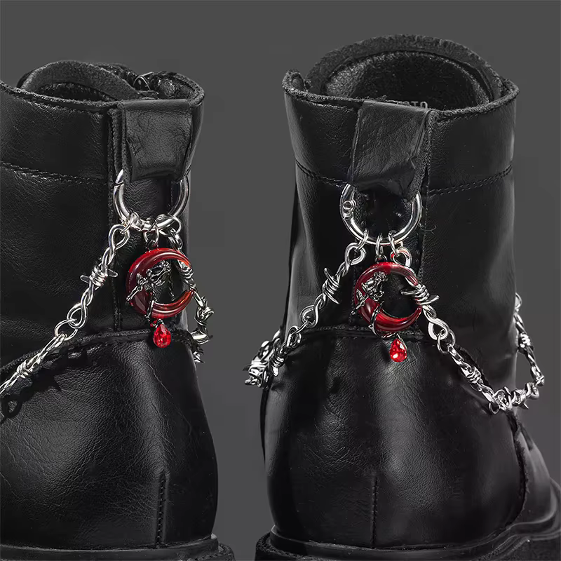 Chaîne de décoration de chaussures rétro gothique Punk à Double épine