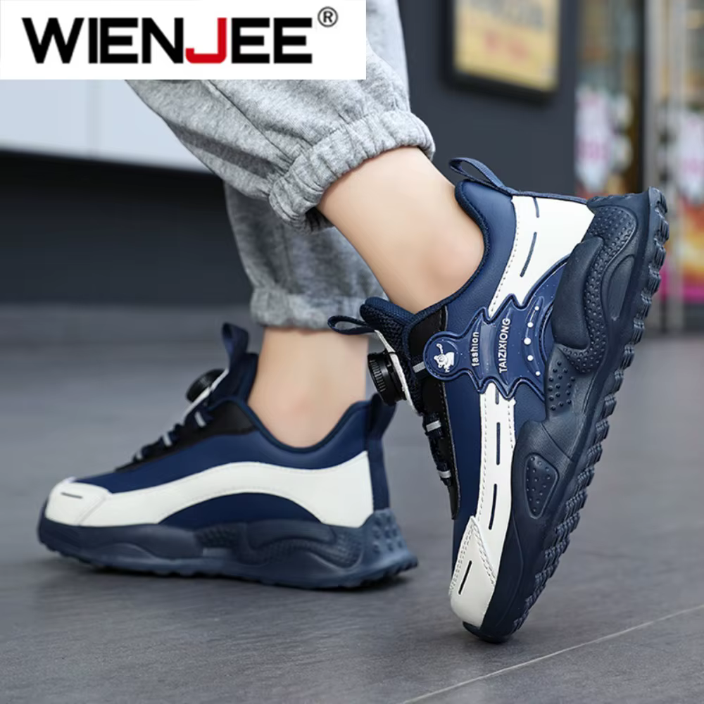 Chaussures de course en cuir imperméables et antidérapantes pour garçons