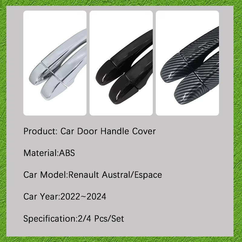 Couvercle de poignée de porte de voiture pour Renault Austral Espace 2022 ~ 2024, garniture anti-poussière, protection extérieure contre les rayures, accessoires de décoration de voiture