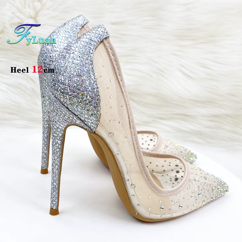 Chaussures simples en maille respirante avec strass pour femmes