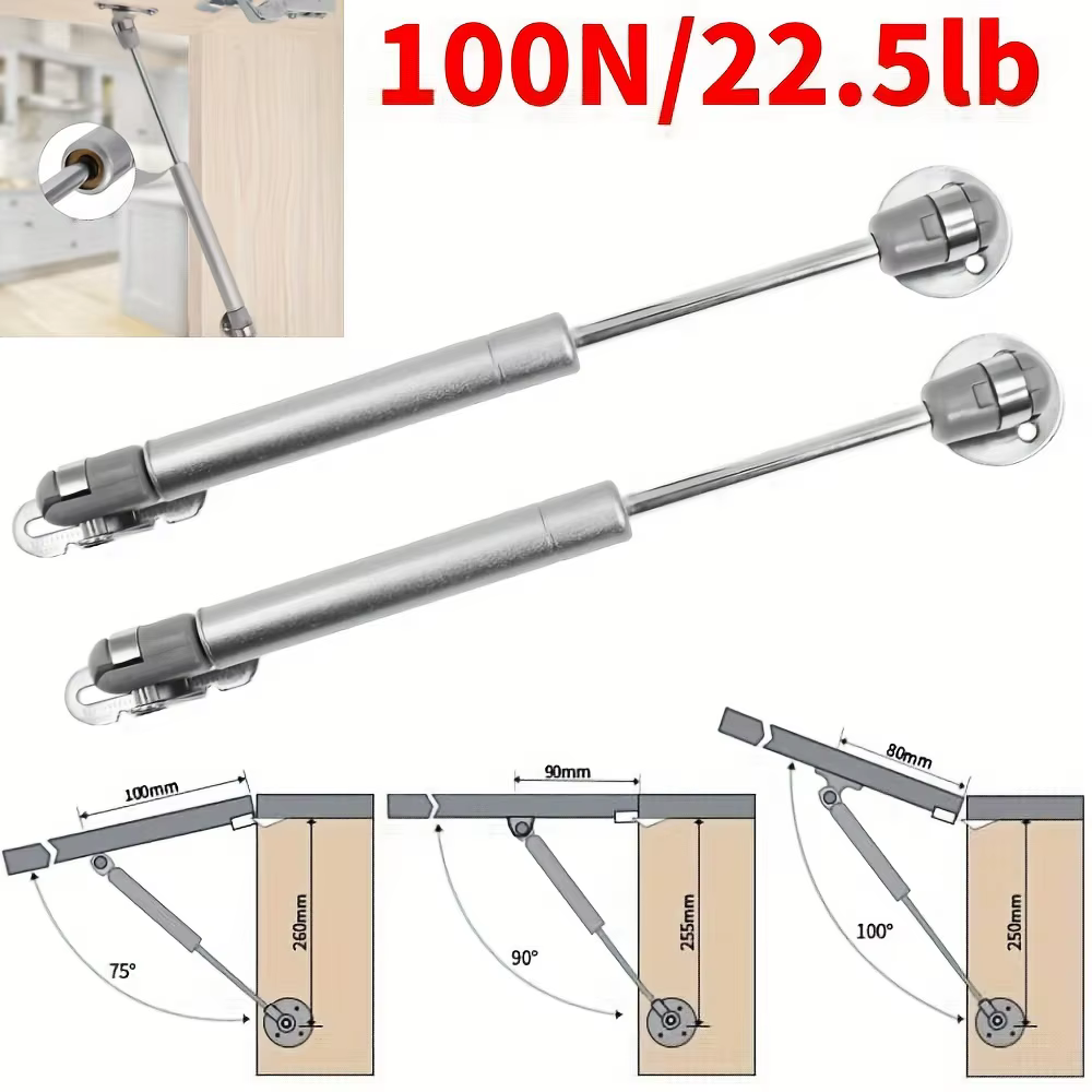 Charnière de support de couvercle à ressort à gaz à ouverture douce hydraulique, style classique, finition métallique polie, pour montage sur porte