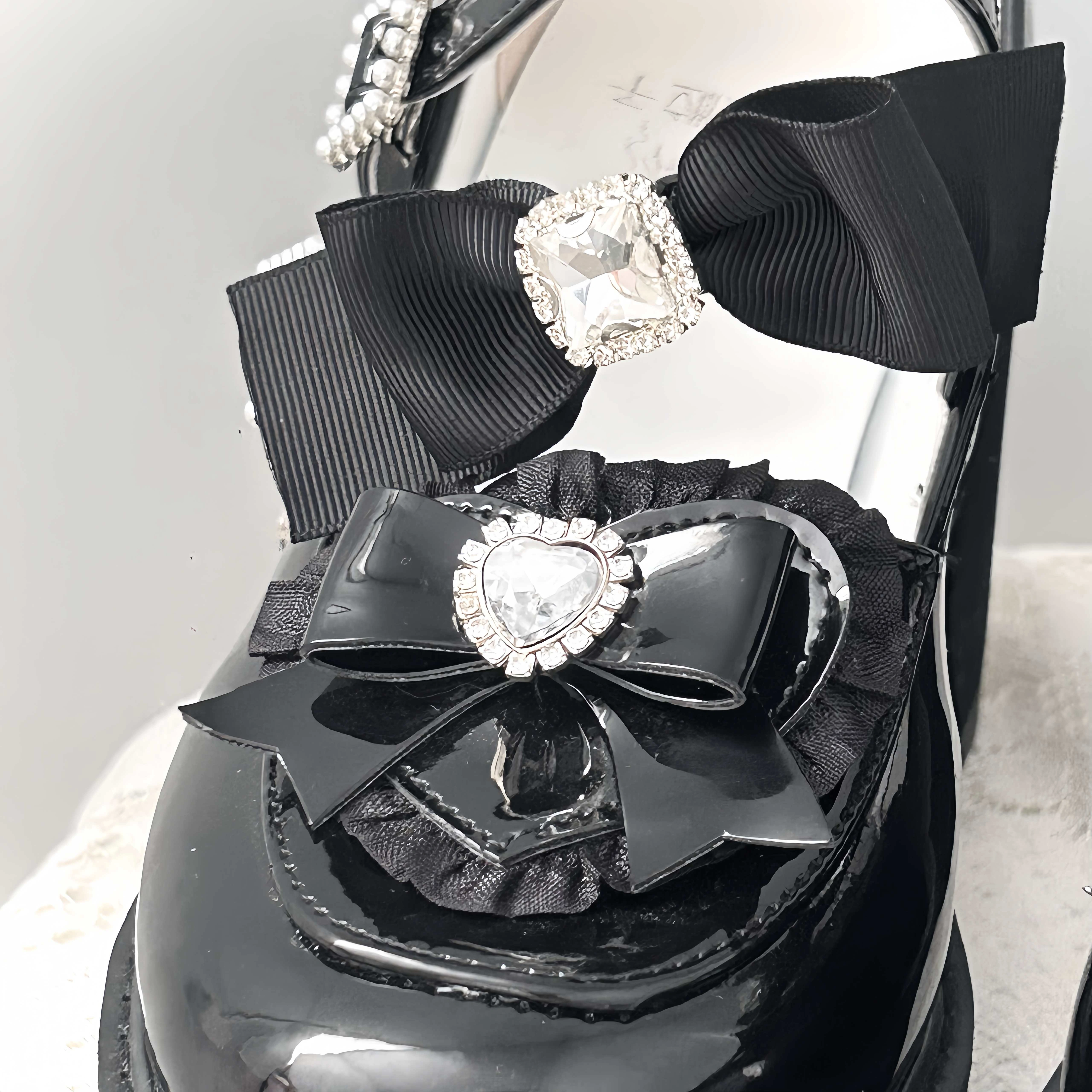 Chaussures à Plateforme Japonaises avec Nministériels d en Strass