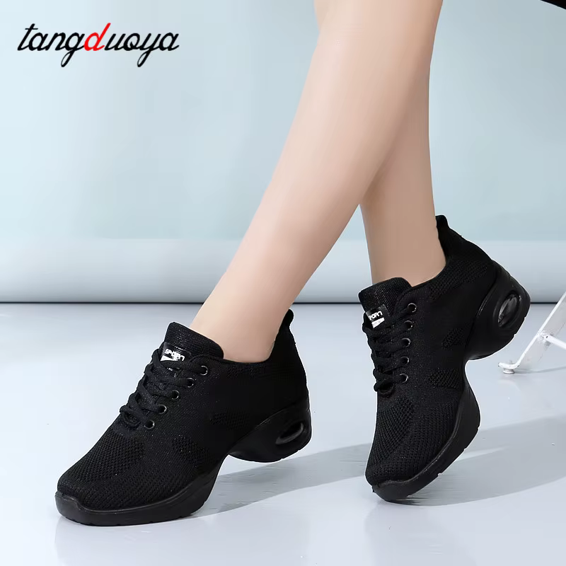 Baskets chaussures de danse pour femmes volant tissé maille confortable moderne Jazz