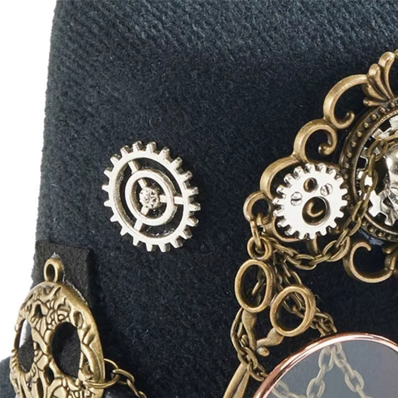 Chapeau Fedoras gothique 39BB, équipement Steampunk, Costume jeu rôle pour hommes femmes, haut-de-forme