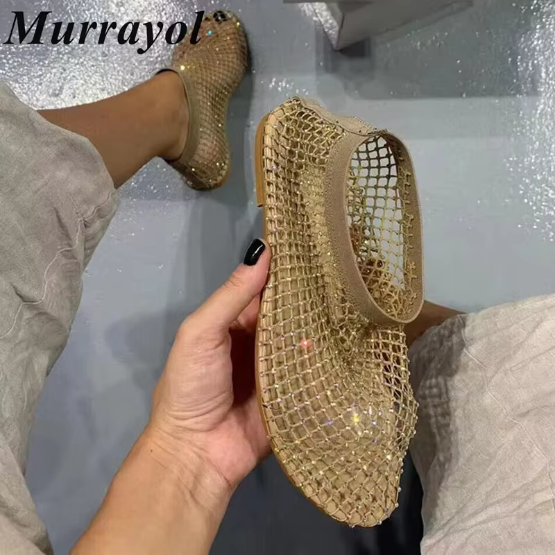 Chaussures de Ballet ajourées en maille à bout rond pour femmes