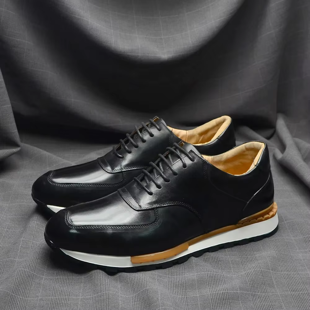 Marque chic en cuir véritable hommes baskets décontractées chaussures mode européenne automne hiver semelle