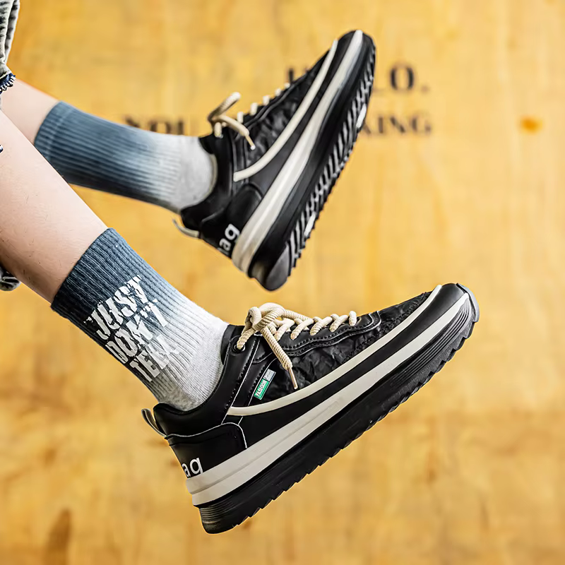 Baskets plateforme homme 2026 – Collection automne – Chaussures décontractées confortables antidérapantes en cuir souple – Idéales pour la course à pied