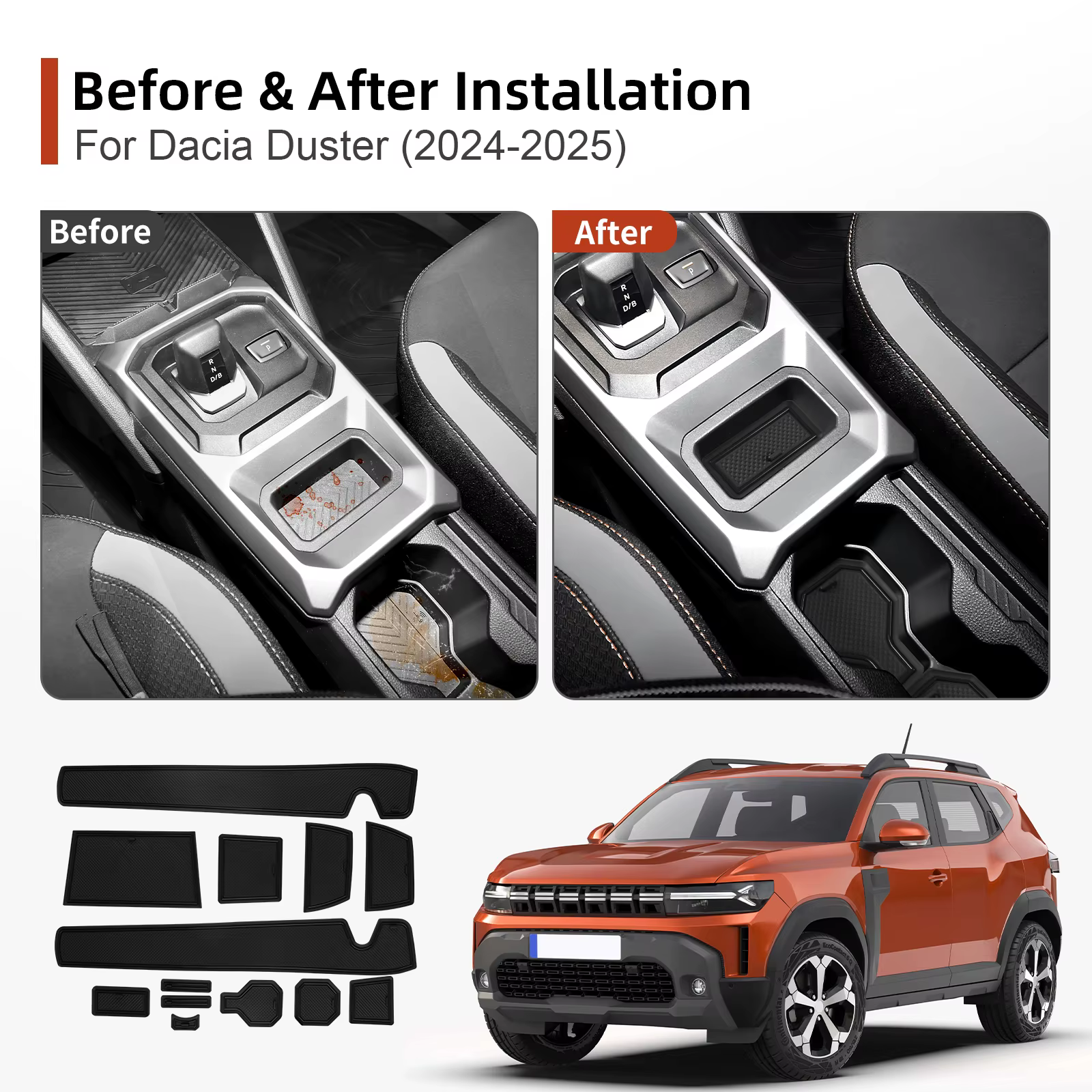 Pour Dacia Duster 3 2024 2025 2026 Tapis antidérapant pour rainures de porte de voiture, protections pour fentes de porte, accessoires intérieurs auto Dacia Duster 3