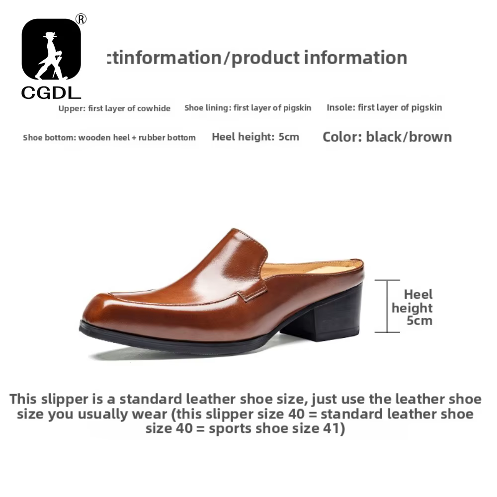 Mules en cuir véritable pour hommes demi-chaussures homme marque de luxe concepteur
