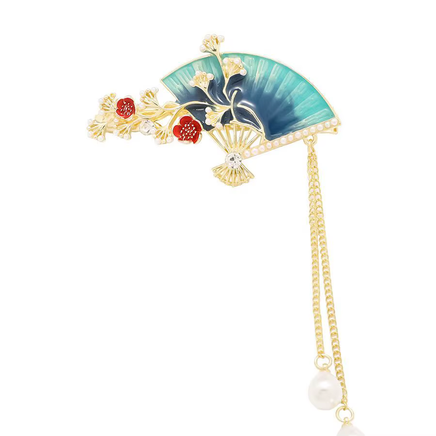 Accessoires de cheveux de style ancien pour femmes, design en forme d'éventail, pince latérale, pince élégante pour frange, épingle à cheveux, ornement capillaire