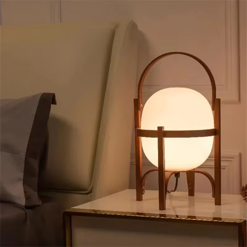 Lampe de table LED en bois Wabi Sabi, abat-jour en verre minimaliste pour bureau, chambre à coucher, chevet, salon, lecture, décoration intérieure, lampe sur pied