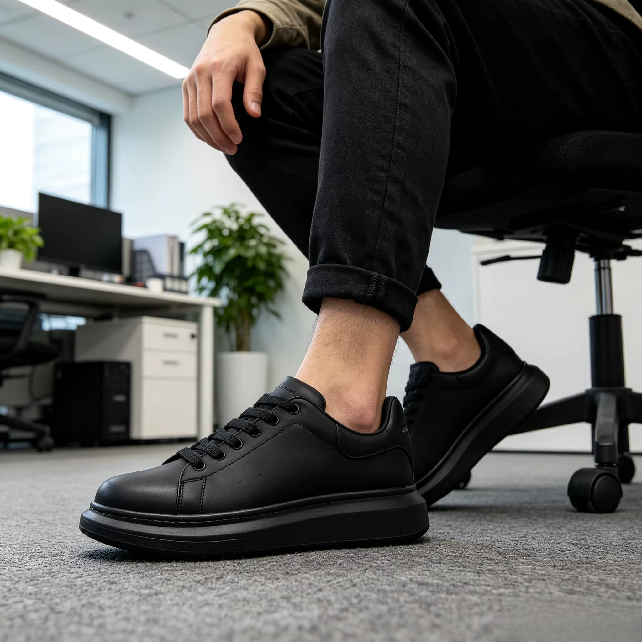 Sneakers plateforme blanches de luxe pour hommes