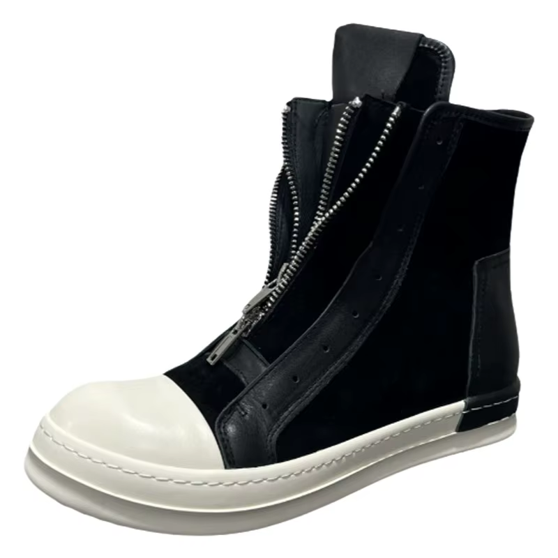 Chaussures en cuir style urbain à double fermeture éclair
