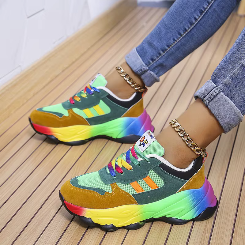 Mode femmes baskets chaussures de course Feminino coloré décontracté confort à lacets