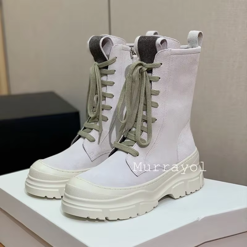 Enfant daim bande élastique Patchwork cheville Botas femmes bout rond Lacer-up plat fond épais bottes courtes automne