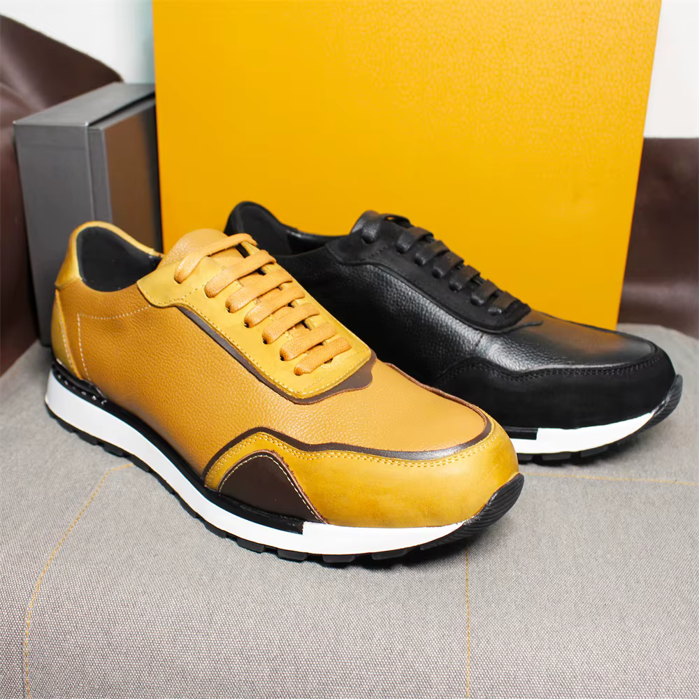 Nouveaux hommes chaussures en cuir décontractées à lacets de luxe à la main marron
