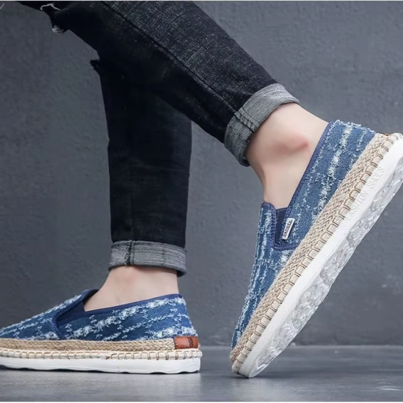 2026 mocassin masculin respirant chaussures en toile décontractées semelle intérieure en chanvre