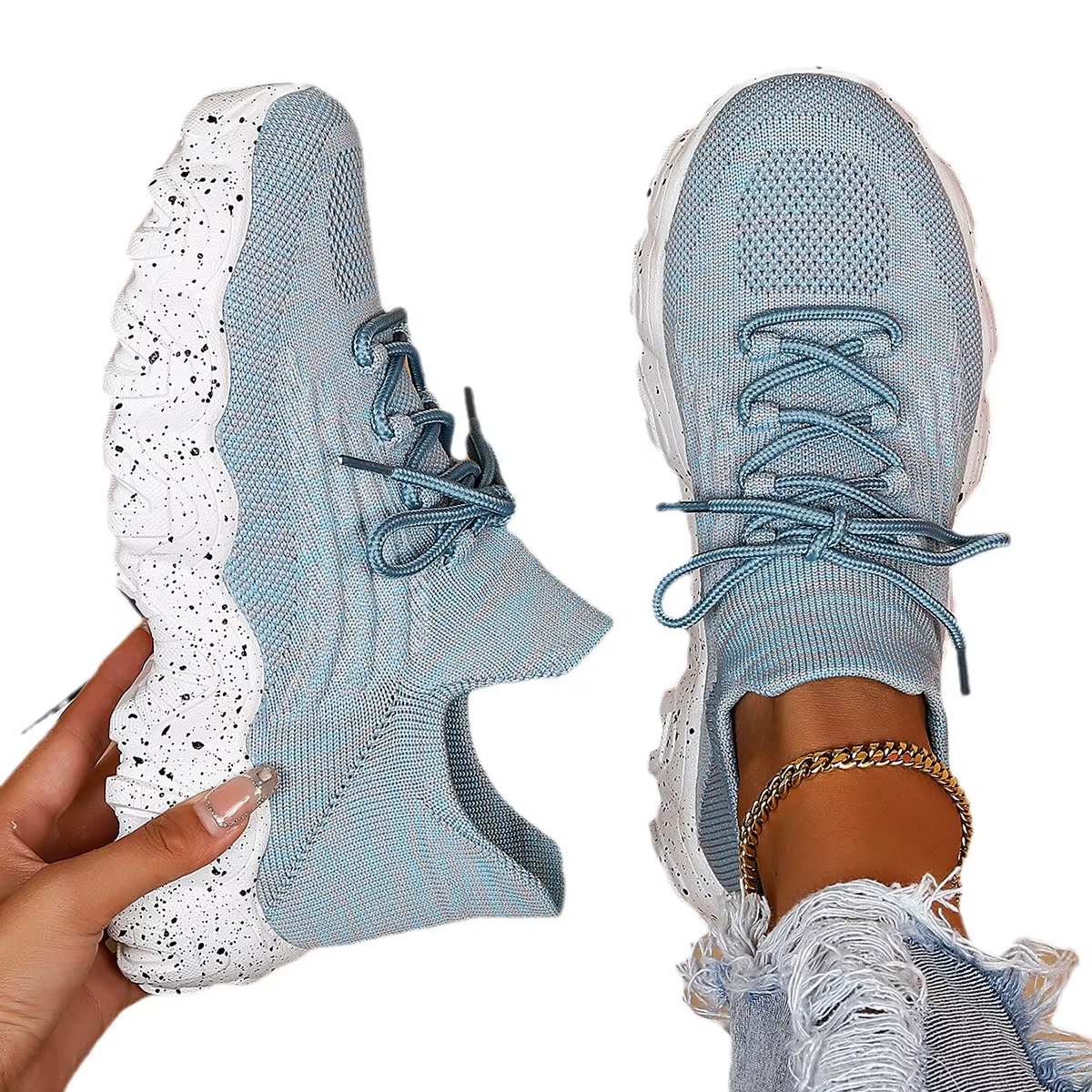Printemps rose chaussures décontractées respirant maille baskets pour femmes