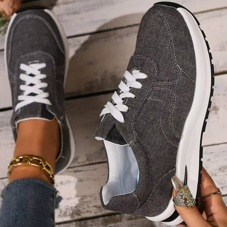 Baskets femme bleu Denim chaussures décontractées en plein air à lacets