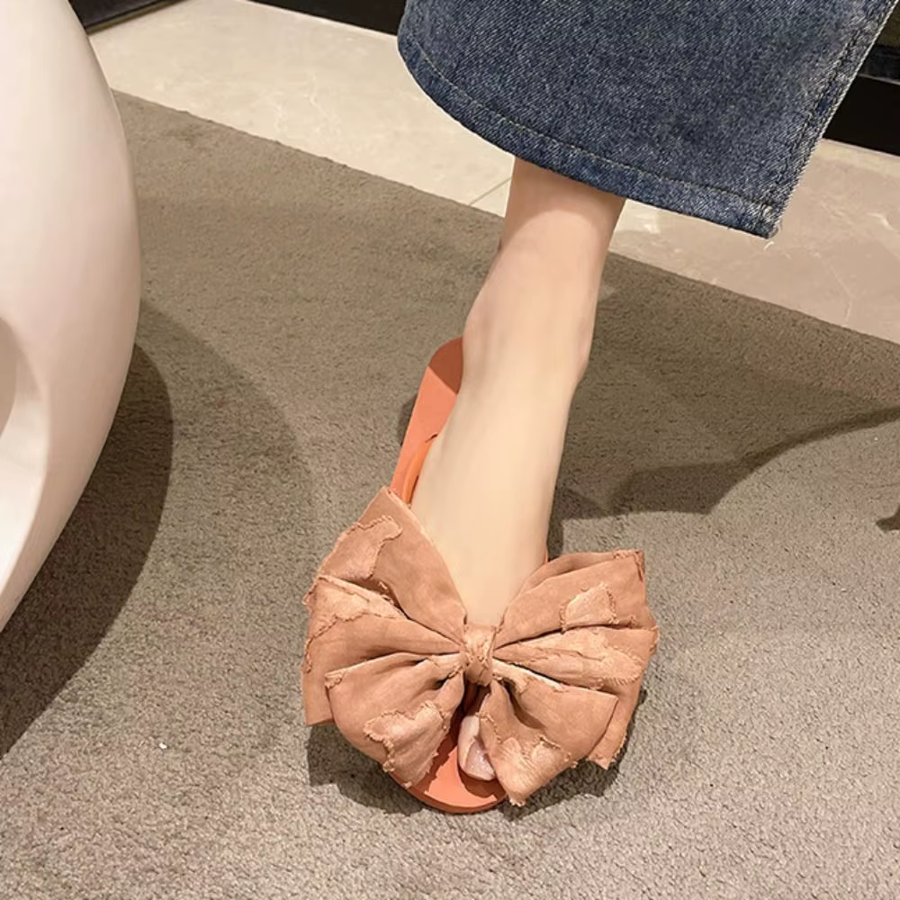 Tongs à nœud papillon à semelle souple tendance