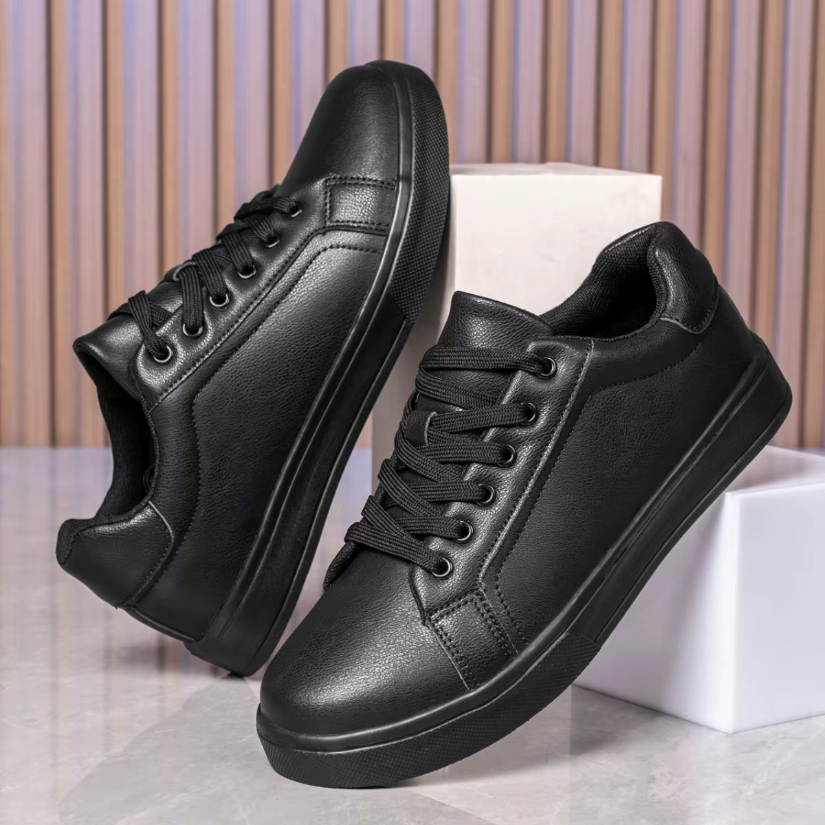 Cuir hommes chaussures baskets tendance