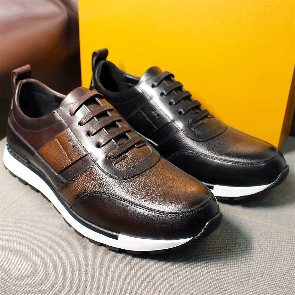 Baskets classiques en cuir véritable pour hommes